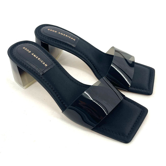 Good American Block Heel Slide Sandal Black 001 Size 10 GA119K-X - Picture 5 of 9